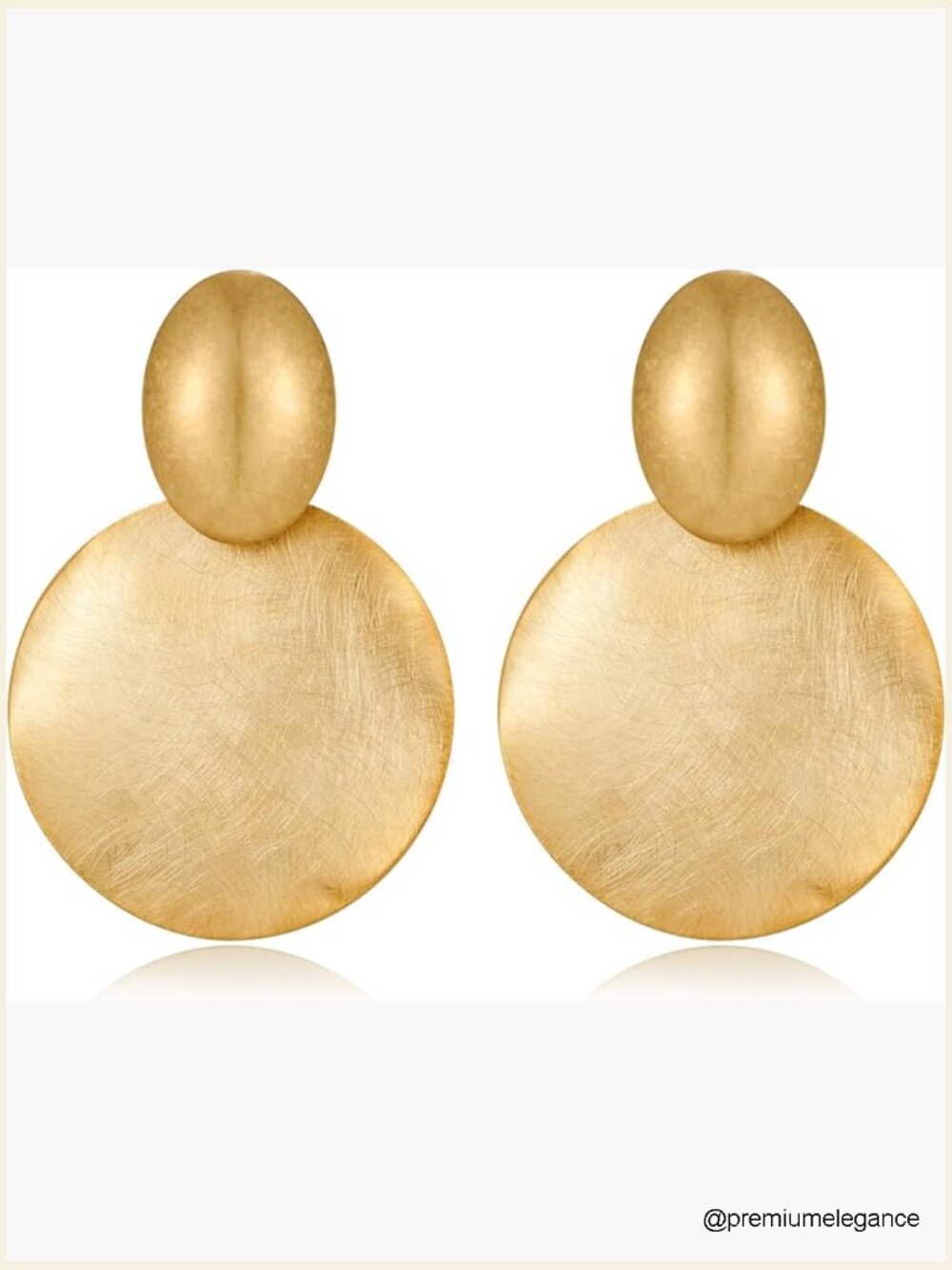 Large Hammered Gold Disc Drop Earrings - Lightweight Geometric Dangle Earrings